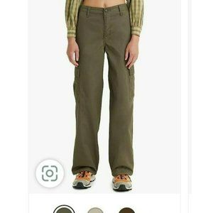 Levi's Womens '94 Baggy Cargo Sz 30 Hiking Pants Mid Rise Green Adjustable Hem N